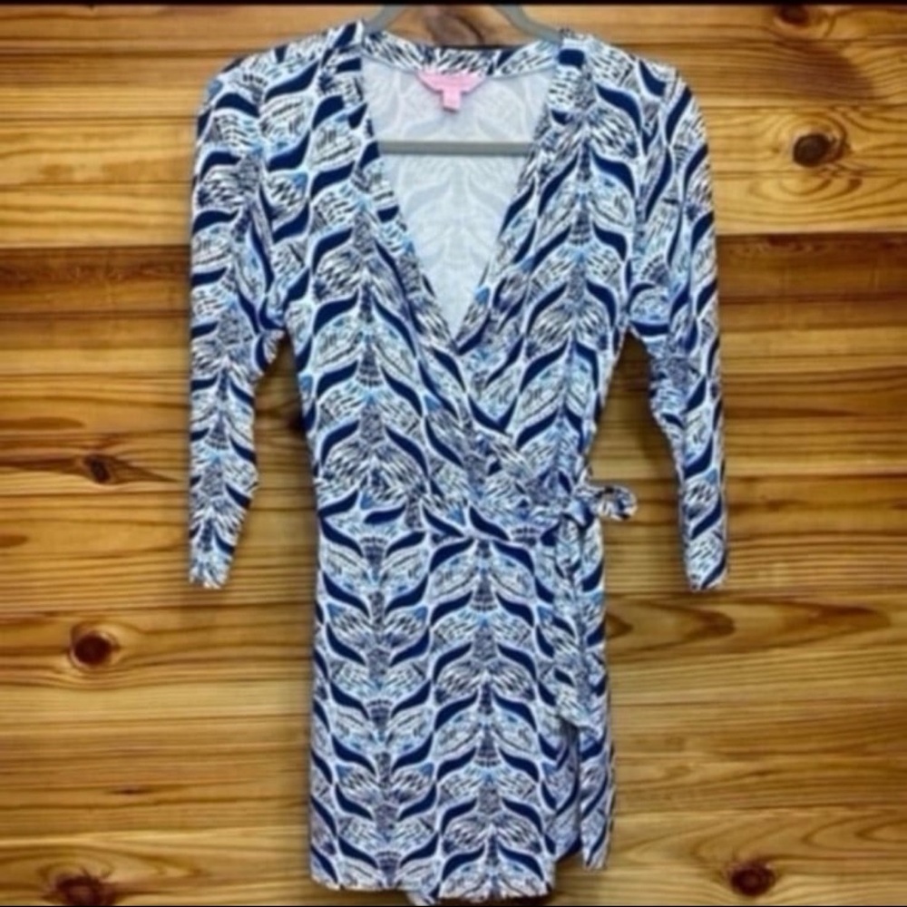 Lilly Pulitzer SMALL A Mermaid's Tail KARLIE WRAP ROMPER Shorts Dress V-Neck